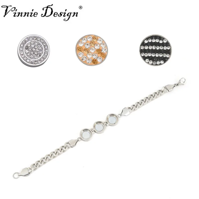 Vinnie Design joyería 22 cm Acero inoxidable cambio pulsera con 3 unids intercambiables pequeño XS monedas Vinnie Design joyería 22 cm Acero inoxidable cambio pulsera con 3 unids intercambiables pequeño XS monedas