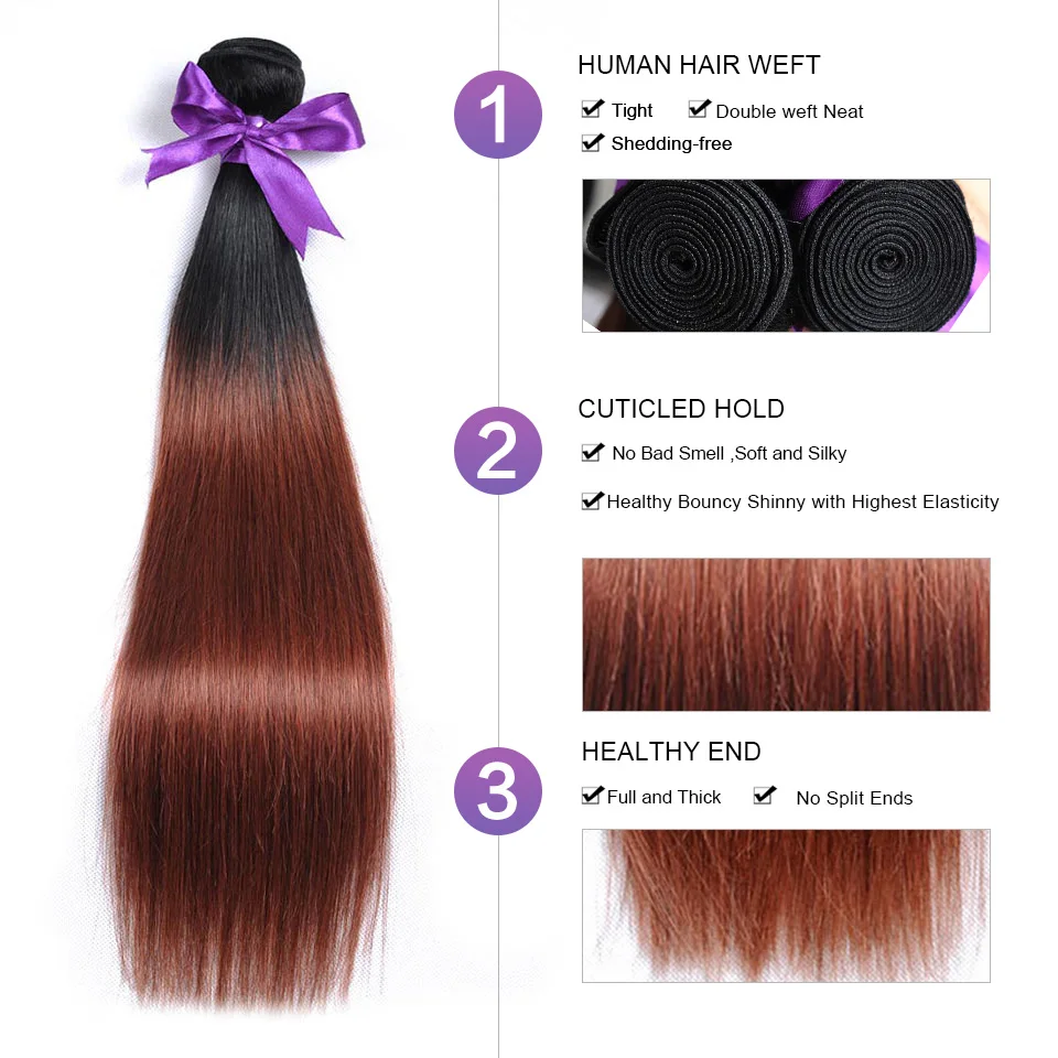 Colored 1B 33 Shiningstar 3 Peruvian Straight Hair Bundles With Closure Ombre Red Brown Human Hair Non Remy Bundles With Closure Colored 1B 33 Shiningstar 3 Peruvian Straight Hair Bundles With Closure Ombre Red Brown Human Hair Non Remy Bundles With Closure