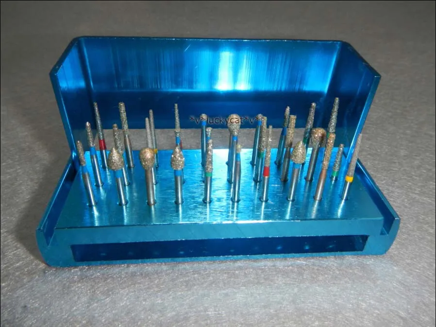 High Speed Burs 30Pcs Dental Diamond Burs Drill + Blue 30 Holes Bur
