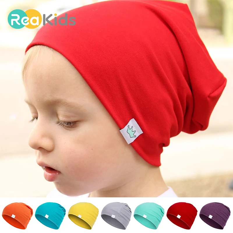 

REAKIDS Baby Hat Baby Newborn Child Girl Hat Weaving Autumn And Winter Cotton Cap Children's Hat Kids Cap Solid Color