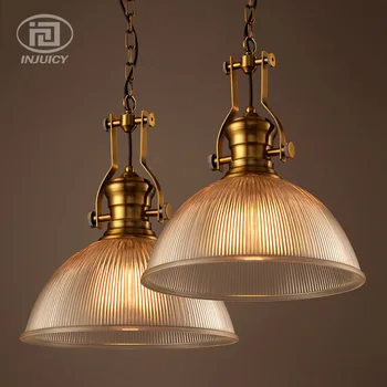 

Vintage Industrial Ceiling Lamp Fixtures Loft Copper Pendant Lights Backlog Spiral Glass Shade Droplight For Restaurants Cafe