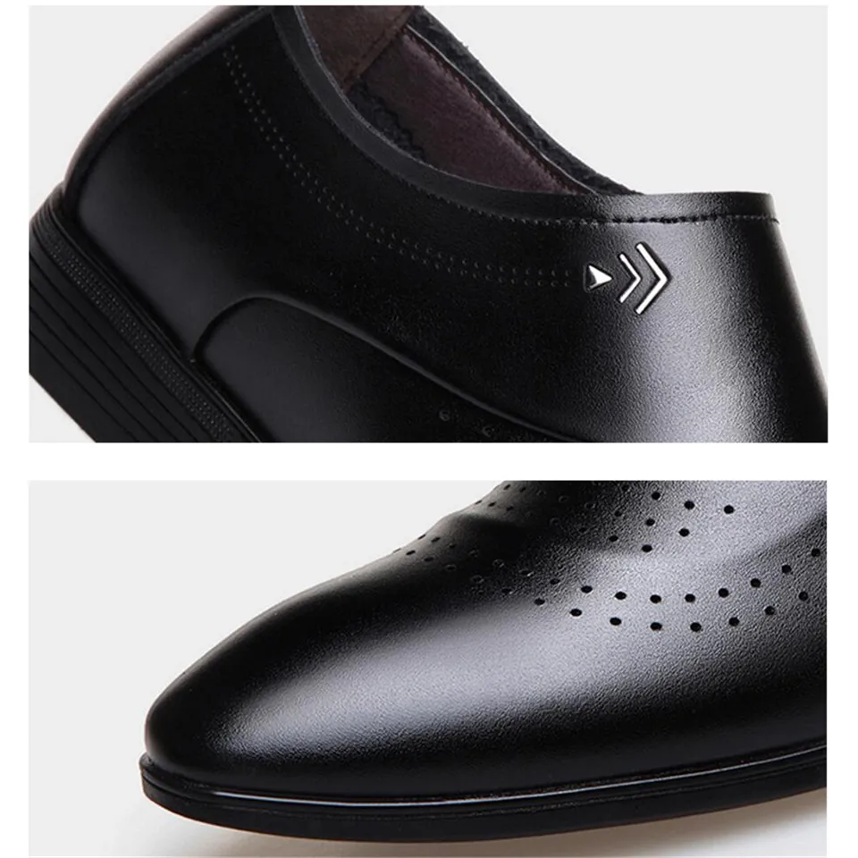 LIN KING/дышащие отверстие Для мужчин кожа формальная обувь Повседневное слипоны острый носок Бизнес обувь в деловом стиле Мужская обувь
