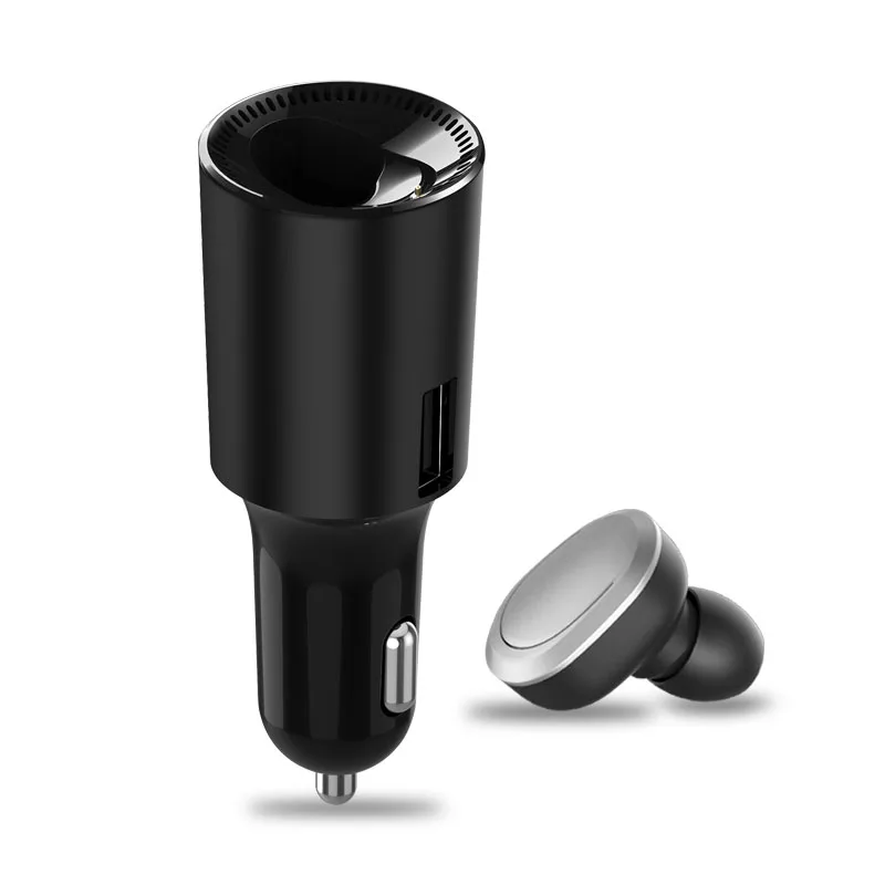 Car Charger Mini in ear Bluetooth Headset EarBud Noise Cancelling