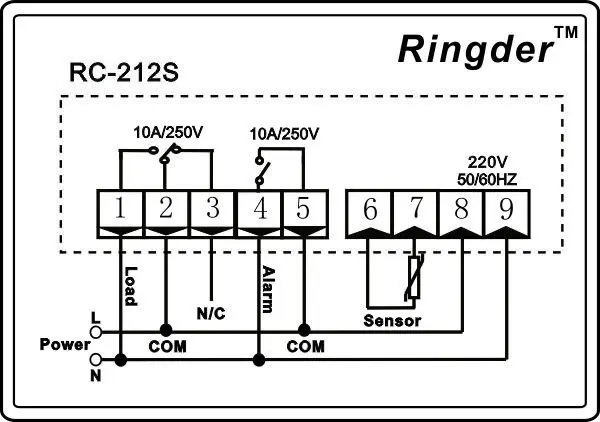 Temperature Controller RC-212S Wiring Diagram220V10A