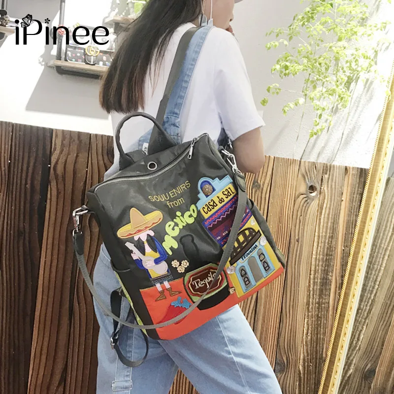 iPinee Women Leather Backpack Black Bolsas Mochila Feminina Large Designer Cartoon Girl Schoolbag Travel Bag iPinee Women Leather Backpack Black Bolsas Mochila Feminina Large Designer Cartoon Girl Schoolbag Travel Bag