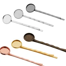 Чтобы соответствовать 10/12/14 мм круглый кабошон заколки база 6 видов цветов заколка для волос пустой гнездовая оправа, 50 шт в наборе, cy184