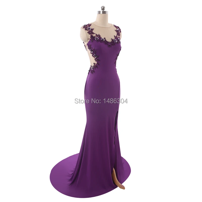 Саудовская Аравия Vestido de festa фиолетовые Вечерние платья Длинные с без рукавов