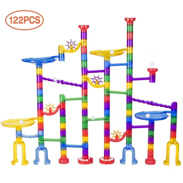122pcs Creative DIY Marble Race Run Maze Balls Track Blocks Assembly House Construction Building Bricks Toy  Building Blocks 1