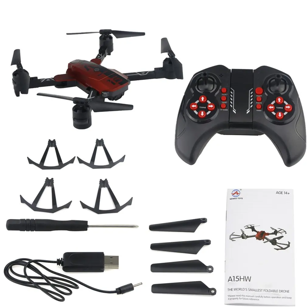 

A15HW 2.4G 6CH Pocket Foldable RC Drone with 720P HD Wide Angle Camera Attitude Hold Mode Quadcopter Remote Control RTF Model