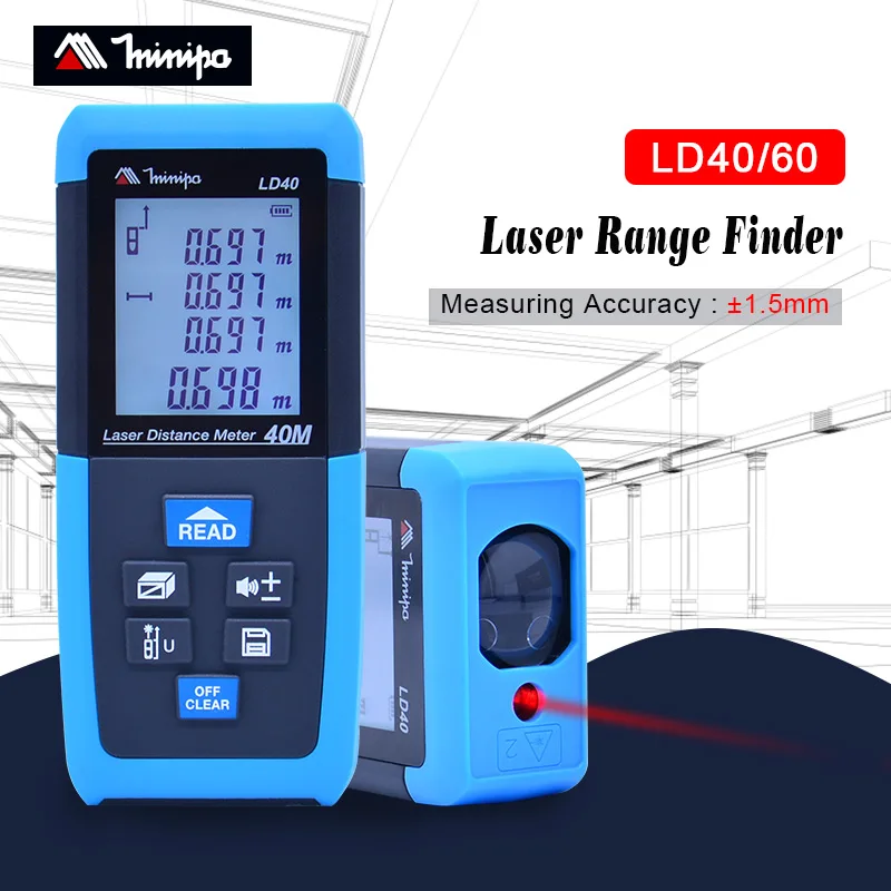 

OUTEST Laser distance measure tape 40M 60M New portable laser distance meter trena laser rangefinder build measure device