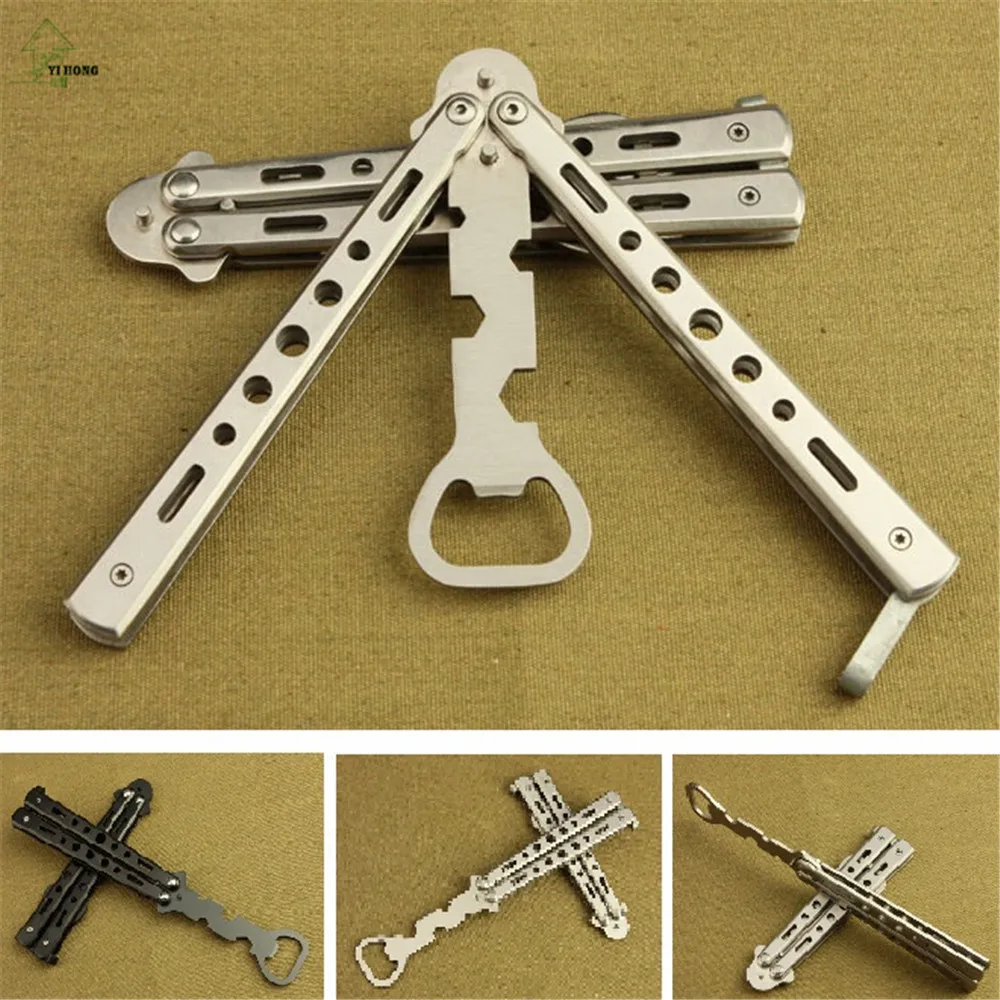 YIHONG Bottle Opener Butterfly Knife Style Trainer Tool Metal Beer