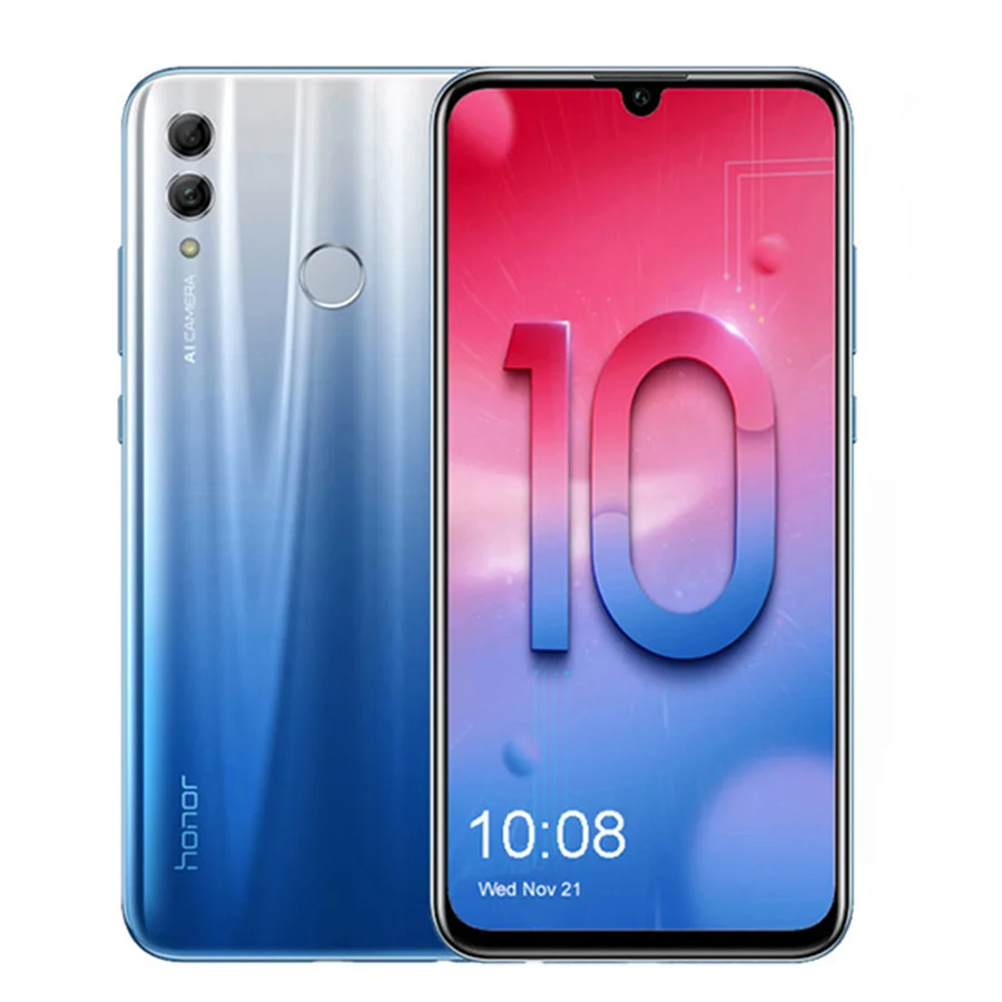 Honor 10 Lite, 4G, Android 9,0, 6,21 дюйма, FHD 2340X1080, двойной шрифт, задняя камера 24 МП, отпечаток пальца, Восьмиядерный мобильный телефон - Цвет: Sky Blue