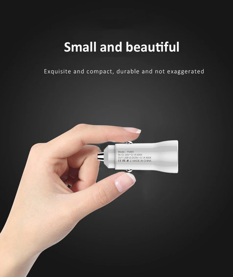 Universal Mini Double Port USB Car Charger Quick Charge 3.03.1A With LED Fast Car Mobile Phone Charger For Samsung iPhone X 7 8 (2)
