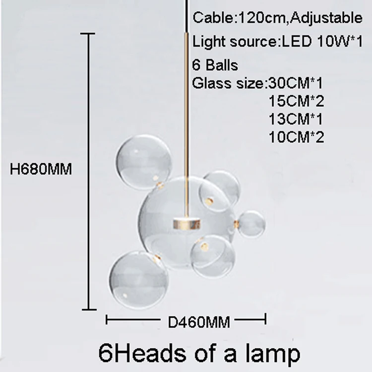 Прозрачный стеклянный шар, люстры для гостиной, Арт Деко, пузырьковая лампа, абажуры, люстра, современное внутреннее освещение, Ресторан iluminacao
