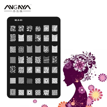 

1PC ANGNYA Flower Designs Nail Art Stamp Stamping Image Plates 14.5*9.5CM MLS-03 Series Stainless Steel Nail Template Stencil