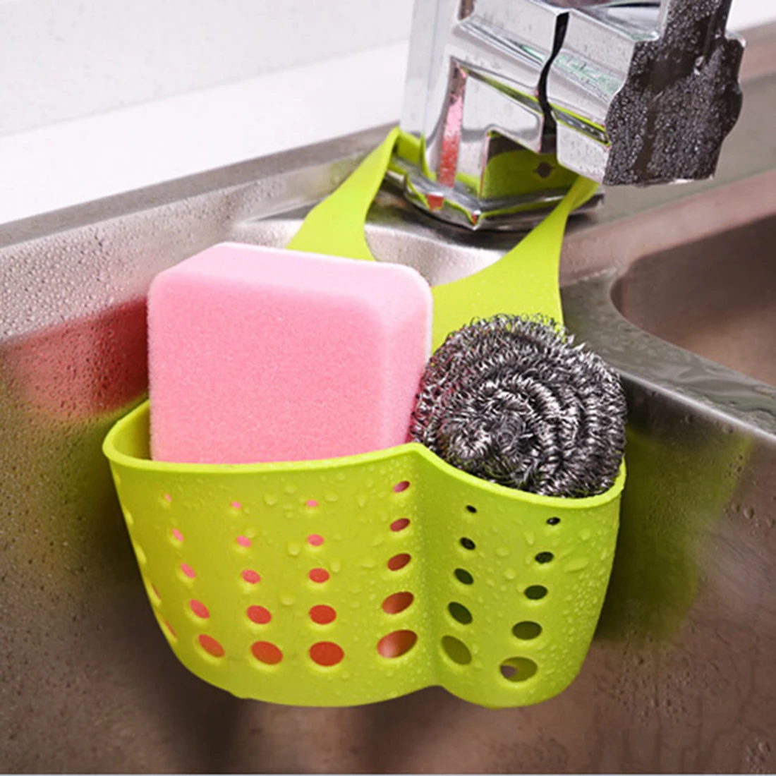 TSSAAG Kitchen Utensil Sink Shelving Bag Dish Cloths Rack Suction