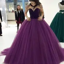 Ball Gown Purple Quinceanera Dresses for 15 Years Puffy Tulle Party Prom Dress Beading Crystals Corset Vestidos De 15 Anos