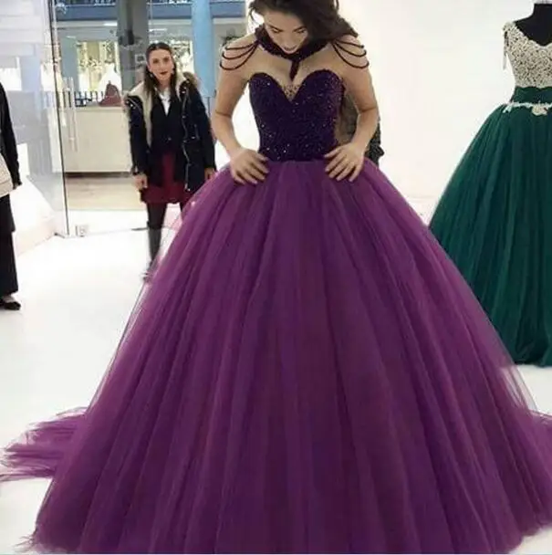 Бальное платье фиолетовые платья для Quinceanera 2019 15 лет пышное Тюлевое вечернее с