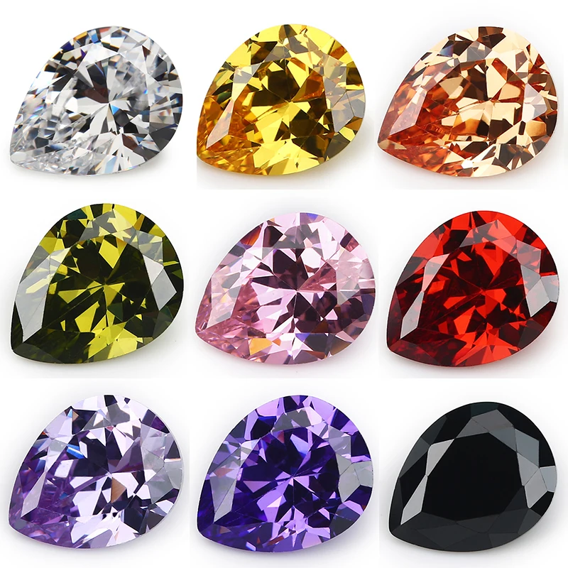 Size 2x3~13x18mm 5A Pear Shape Various Color Cubic Zirconia Stone Synthetic Gems Loose CZ Stone For Jewelry