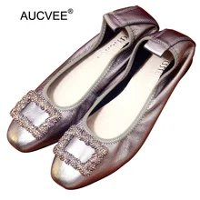 Ручной работы женская обувь из натуральной кожи простой стиль обувь для женщин из мягкой яловой кожи лоферы с прозрачной Пряжкой Леди Балетки на плоской подошве