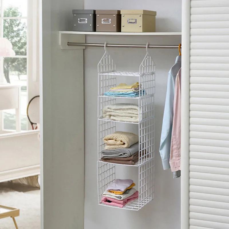 Folding Wardrobe Clothes Storage Rack Plastic Suspended Clothing