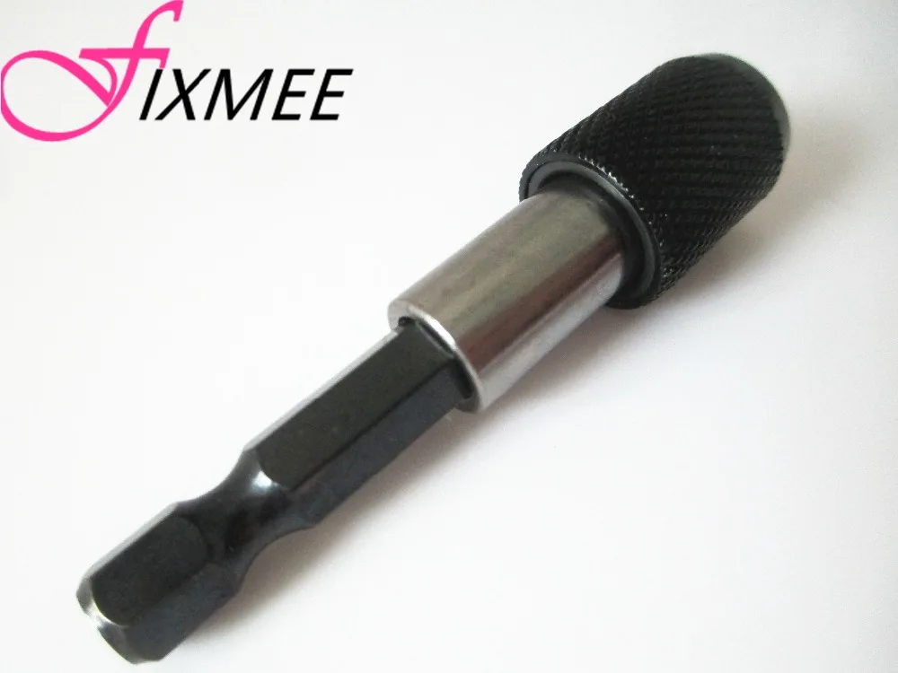 

Fixmee Chrome Steel Extended 1/4" Hex Drive Shank Quick Change Adapter Bit Drill Chuck