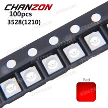 100 шт. SMD чип 3528 красный светодиодный 20 мА 2 в plcc2 ультра яркий светильник 3-4LM 1210 поверхностный монтаж светильник SMT-светодиод бусины лампа