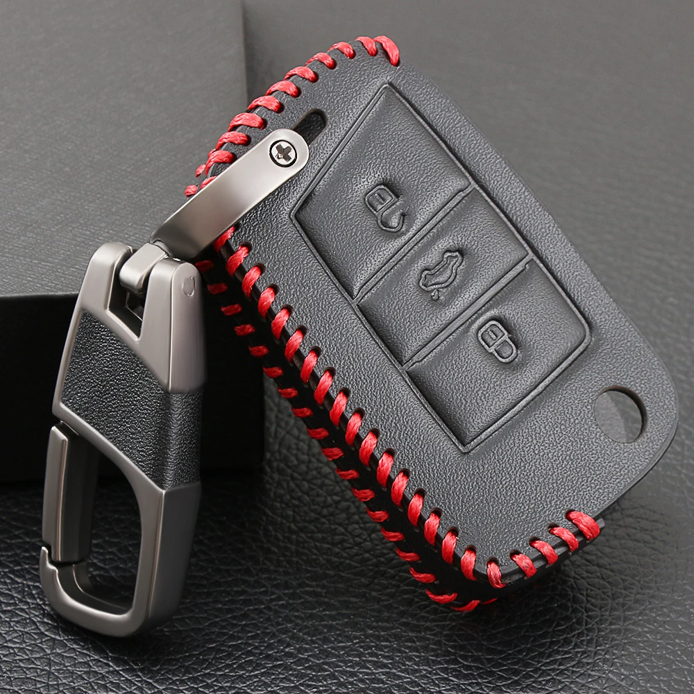 Кожаный чехол для ключей VW Polo Golf 7 GTI MK7 Tiguan MK2 Skoda Octavia A7 Kodiaq Karoq SEAT Ateca Leon Ibiza |