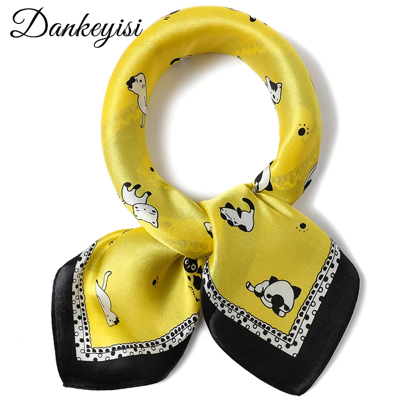 Квадратный шарф DANKEYISI из натурального шелка повязка для волос деловых вечеринок