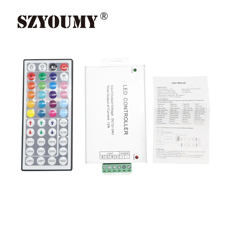 SZYOUMY RGB Led control ler DC 12 V-24 V 12A 44 клавиши ИК-сенсор пульт дистанционного управления для 5050/3528 RGB светодиодные полосы света