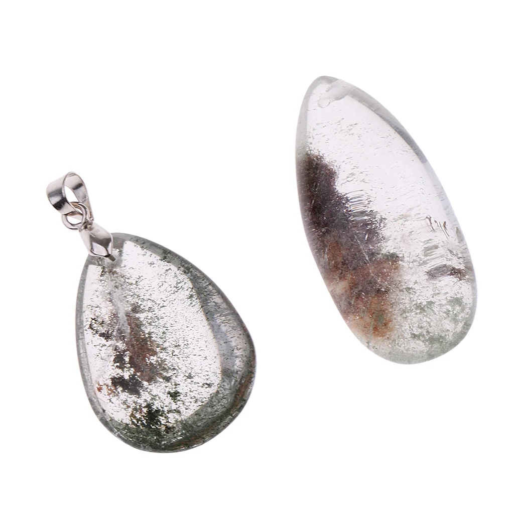 Necklace Pendant Beads Women Fashion Jewelry Natural Green Phantom Ghost Stone Crystal Quartz Pendant DIY Necklace Making