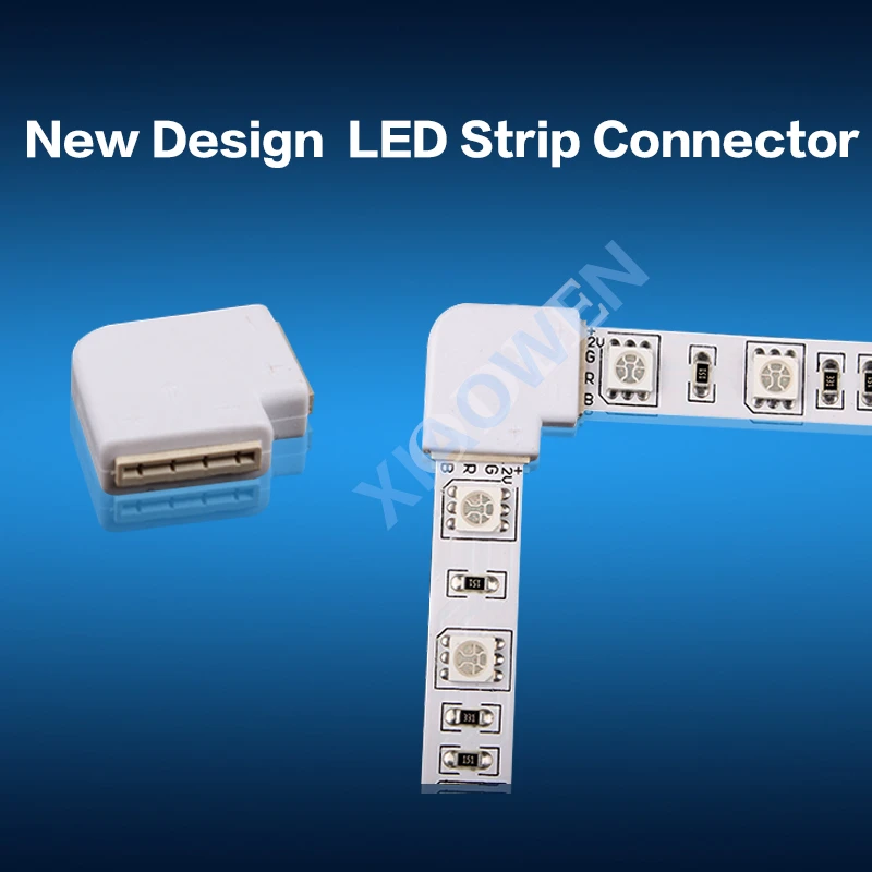 NEW 2pcs 4pin 10mm strip connector for 12V 5050 RGB LED NO welding Solderless L Shape Quick Splitter 90 Degree Corner Connectors afbeelding