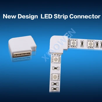 

NEW 2pcs 4pin 10mm strip connector for 12V 5050 RGB LED NO welding Solderless L Shape Quick Splitter 90 Degree Corner Connectors