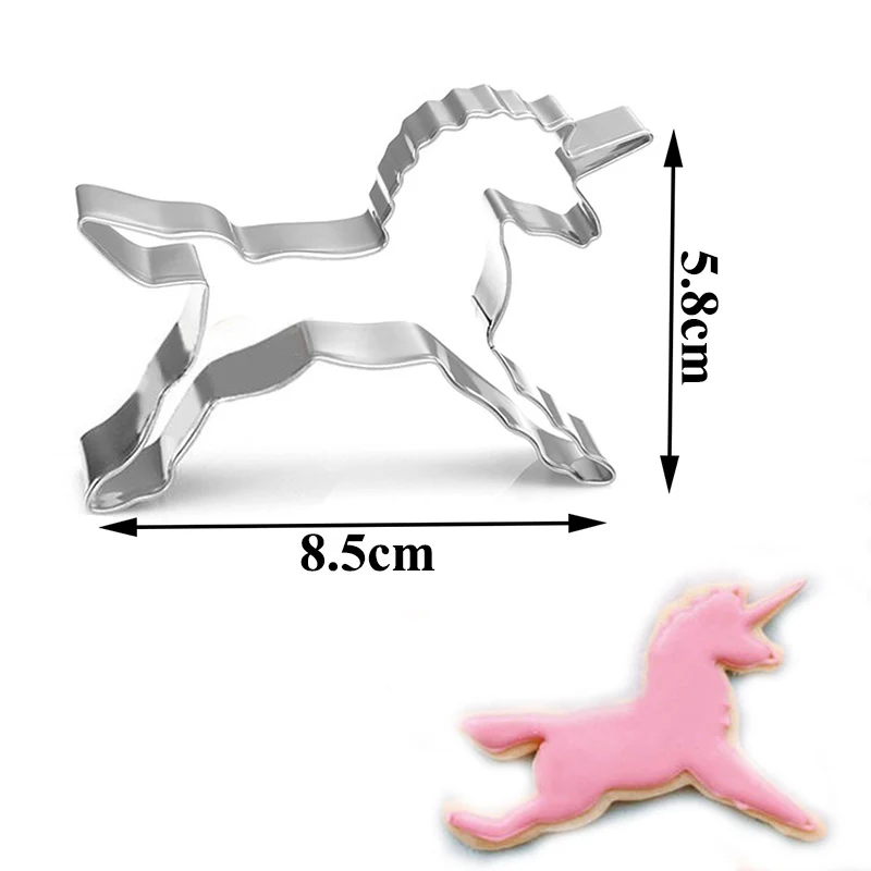 

JOY-ENLIFE 1pcs Home Cake Decoration Unicorn Horse Cookies Cutter Mold Party Home Biscuit Pastry Baking Mould 8.5x5.8cm