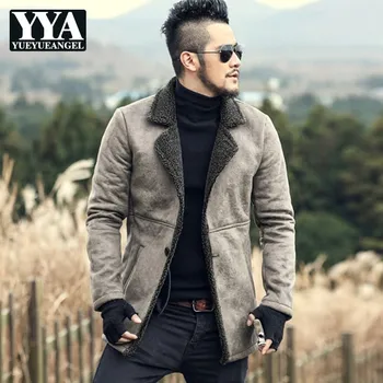 

High Quality Luxury Mens Faux Fur Coats Casual Single Breasted Pocket Outerwear Mens Winter Thick Warm Fleece Lining Coat S-2XL