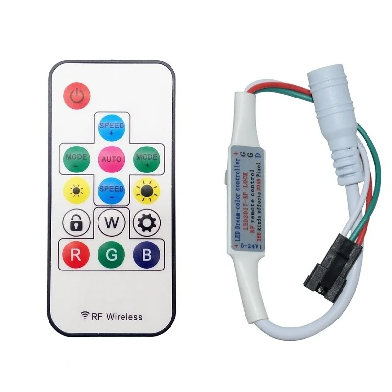 

14 Key DC 5V 12V RGB Wireless Remote Mini RF LED Controller WS2812 WS2811 Color For 5050 5630 3528 LED Light Strip DC 5V - 24V
