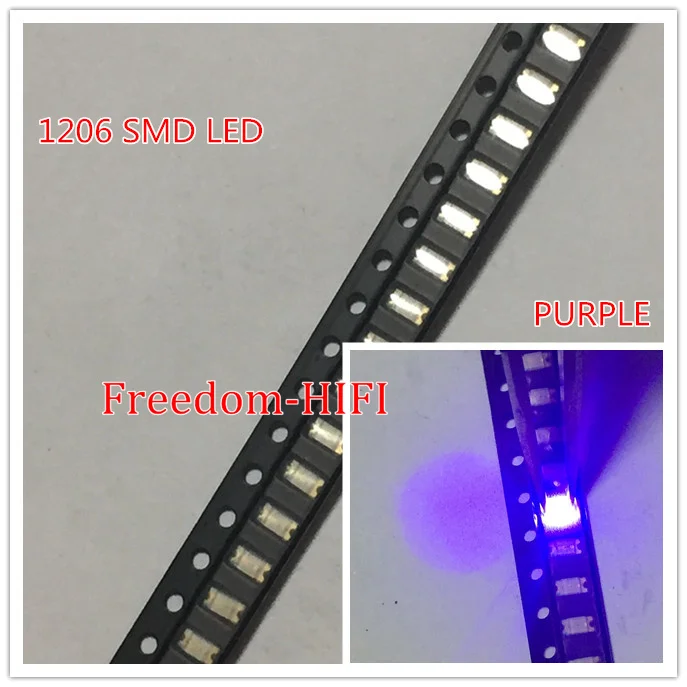 100 шт. высокое качество 1206 SMD фиолетовый/UV led 3 0-3 2 V супер яркий свет Диод 400-410nm DIY