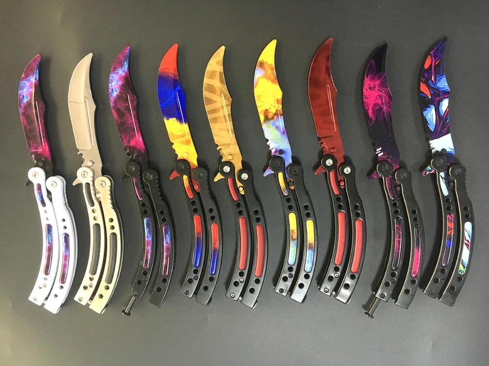 CS GO butterfly in knife butterfly training knife stainless steel Karambit folding knife blade gift+screwdriver many styleS