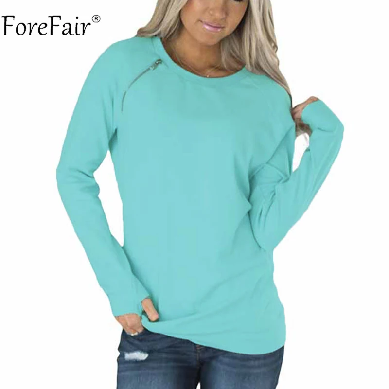 Forefair Autumn Zip Front Sweatshirt Casual Pullover Women