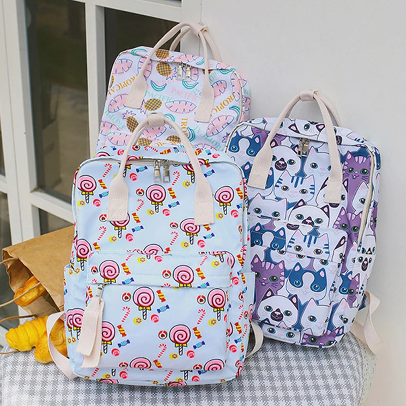 

Harajuku Kawaii Printing Backpack For Women Cute Preppy Big Capacity Teenage Girls School Bag Mochila Travel Softback Bookbag
