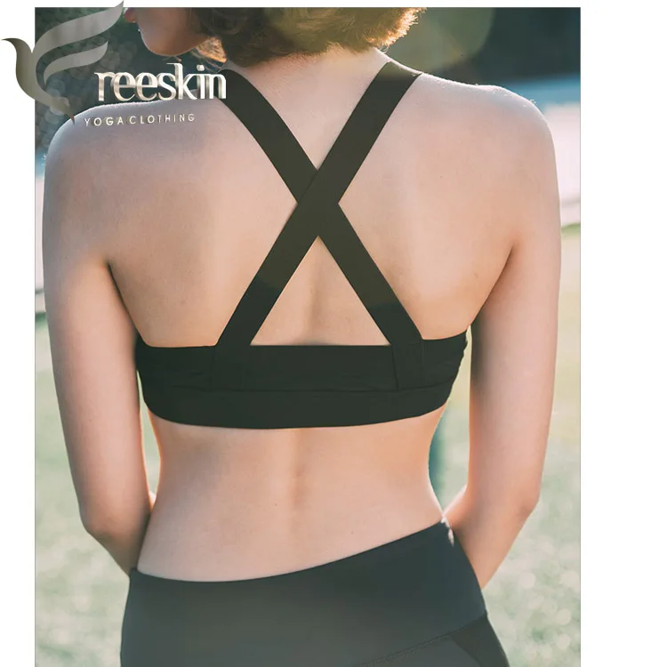 Zhangyunuo Women Yoga Bra Plus Size Patchwork Sports Bra Gym Cross Backless Bra Yoga Padded Mujer Strappy Cropped Top Fitness