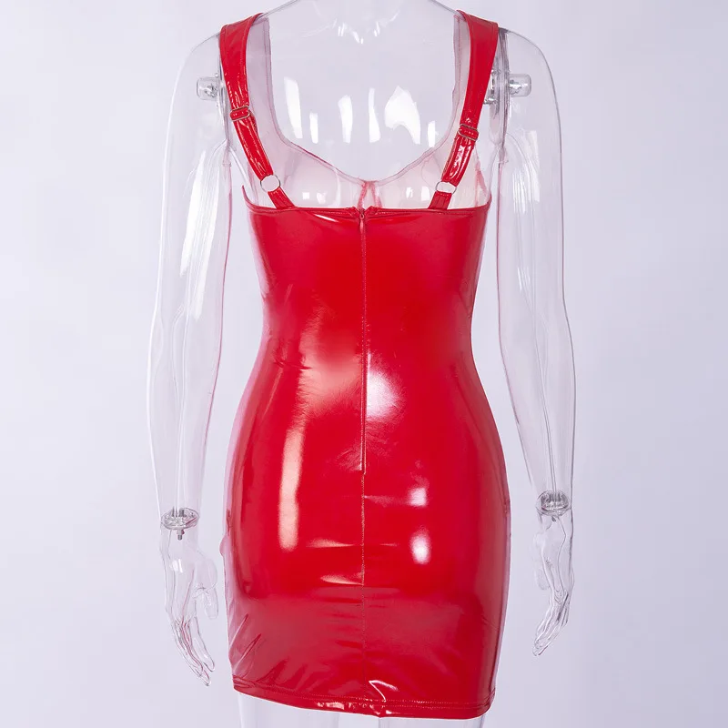 Женское облегающее платье с мокром эффектом, экзотическая танцевальная одежда, популярное мини-платье, Клубная одежда, кожаное Сексуальное белье, фетиш, латексное резиновое платье