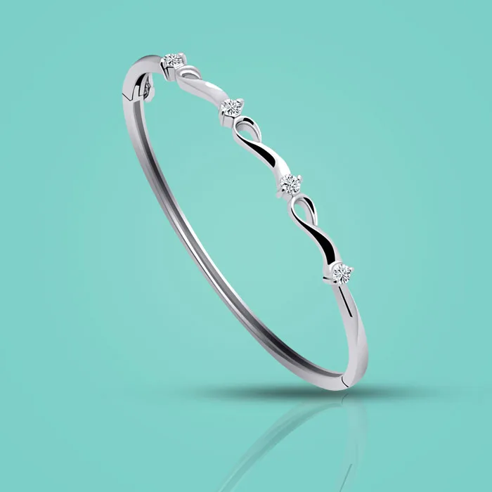 925 sterling silver bracelet female models simple zircon inlay design ...