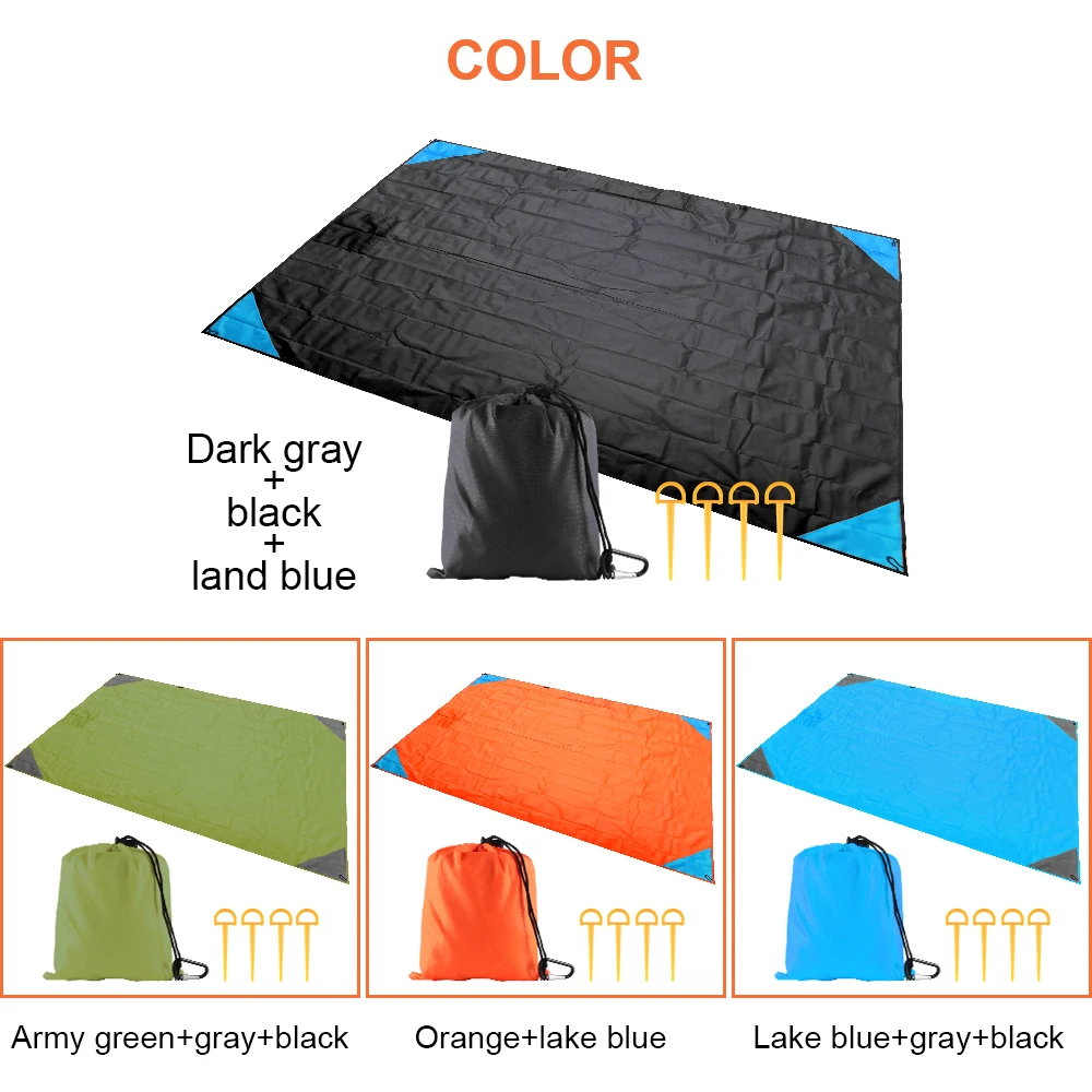3 in 1 Beach Blanket Sand Proof Waterproof Blanket Raincoat Mat Canopy for Travel Hiking Camping Outdoor Picnic Blanket