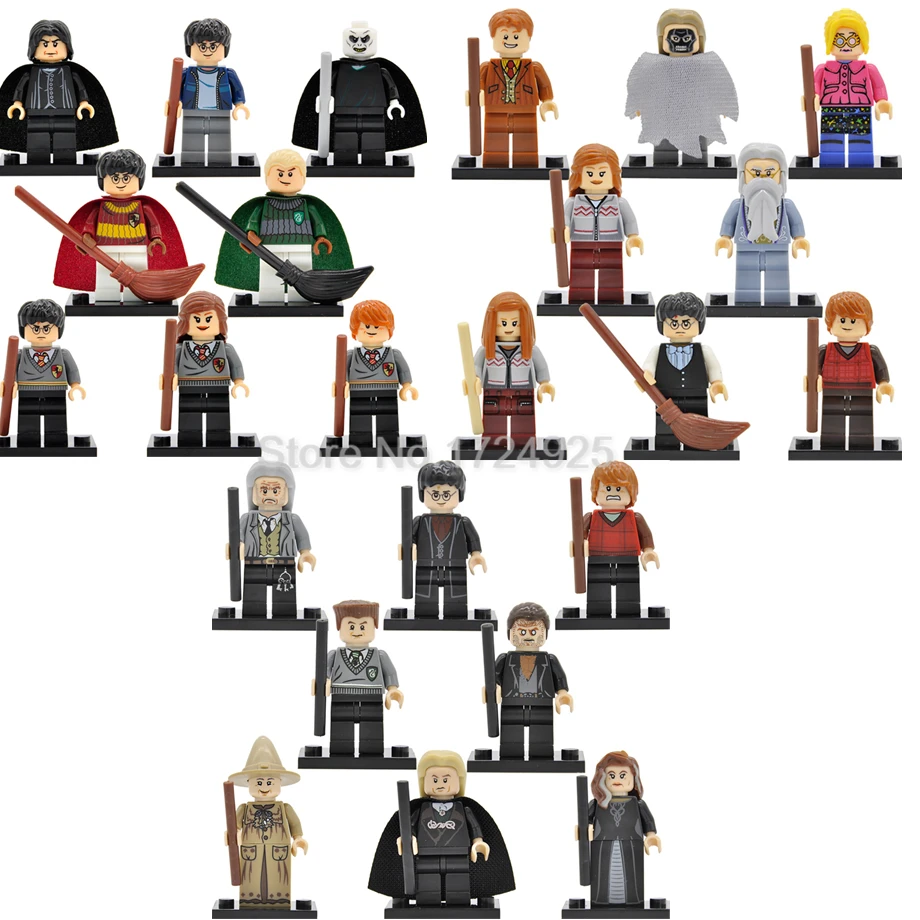 

8pcs/lot Harry Potter Figure Set Hermione Malfoy Ron Lord Voldemort Luna Snape Building Blocks Models Legoingly Toys Children