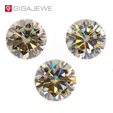 GIGAJEWE Moissanite 1ct цвет шампанского VVS1 круглая огранка лабораторные алмазные драгоценные камни свободные каменные амулеты DIY Изготовление ювелирных изделий подарок девушке