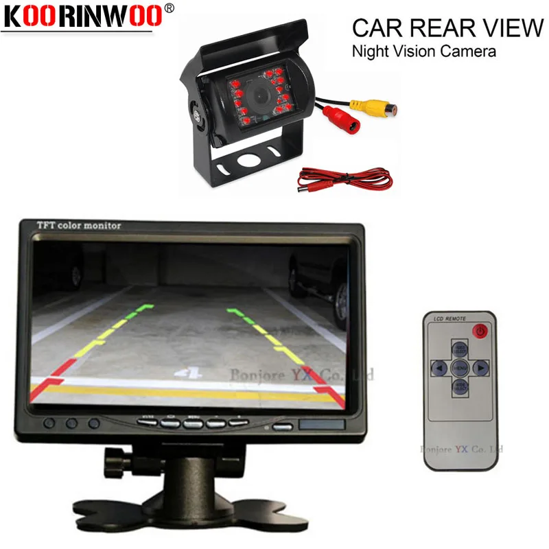 

Koorinwoo 12-24v Parking 7" Colorful Monitor with 18 infrared light Car rearview Camera For Big Bus Truck Car Parking Assistance