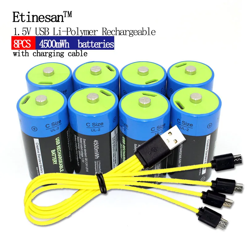 8 шт./лот Etinesan 1 5 V 4500MWH литий-полимерная литиевая аккумуляторная батарея C размер