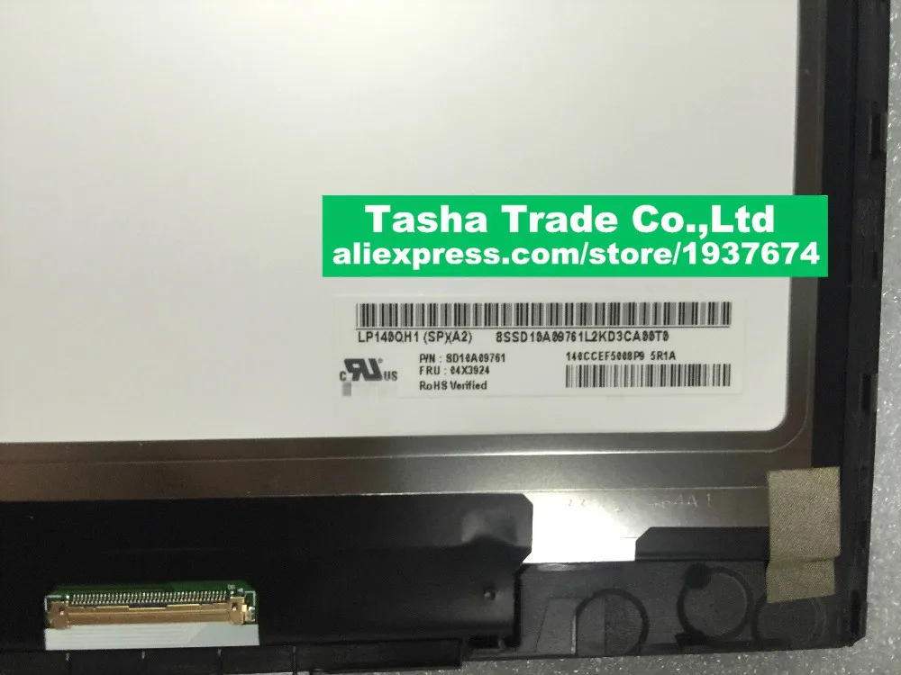 

For Lenovo X1 Carbon LP140QH1-SPA2 LCD Screen Touch Assembly with Frame Bezel