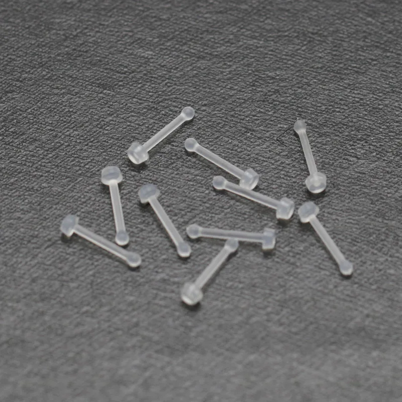10 шт. невидимые силиконовые шпильки для пирсинга, кольцо, прозрачный мягкий био пластик, маленький нос, трагус, анти-аллергические пирсинг, ювелирные изделия